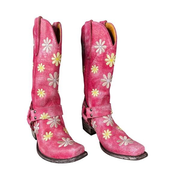 Old Gringo Women’s Hannaflor Pink Floral Distressed Cowgirl Boots Size US 7.5 - Picture 5 of 10